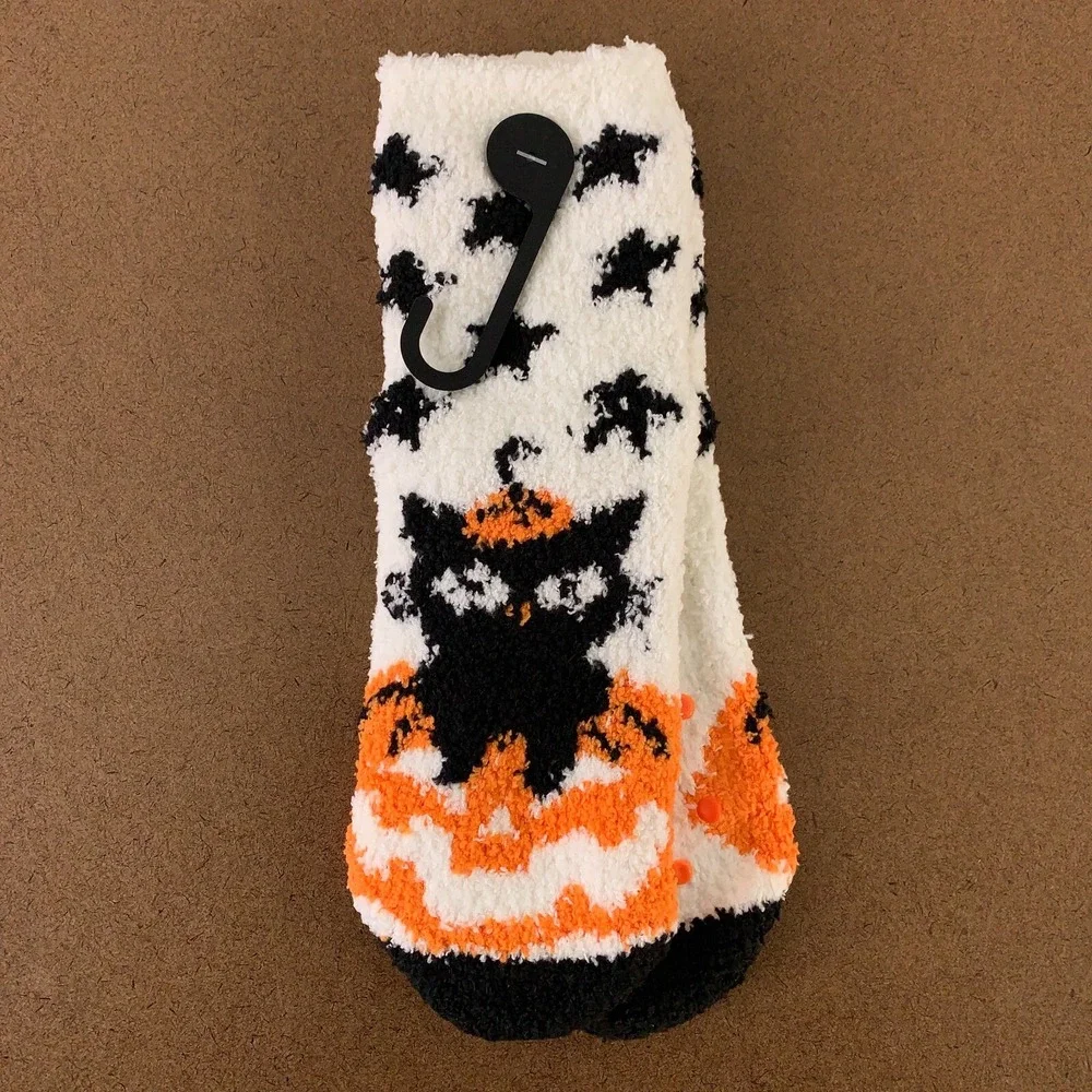 Old Navy Kids One Size Halloween Black Cat Graphic Cozy Socks 1 Pair NWT
